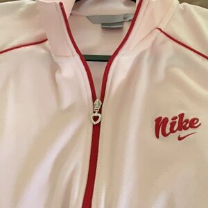NIKE TRACK JACKET PINK WITH RED TRIM! HEART ZIPPER PULL XXL 20/22